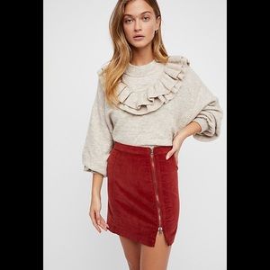 free people burgandy conduroy mini skirt